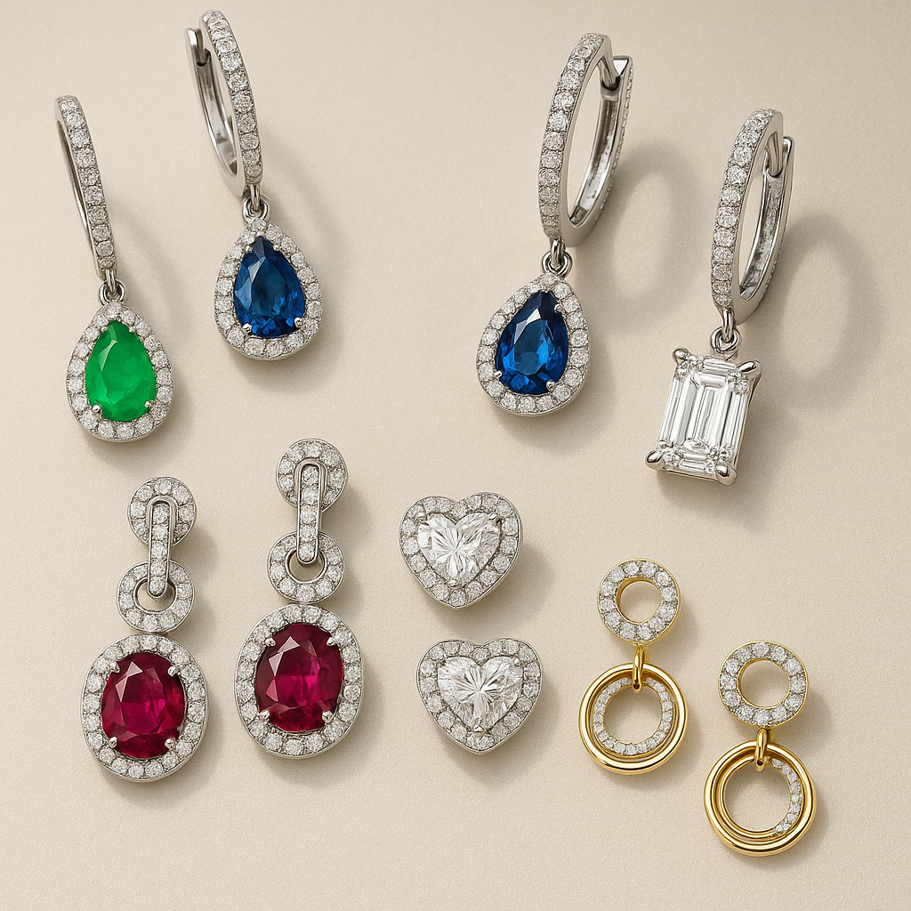 Earrings at IGNITE GEMS Diamond Ruby Sapphire Emerald Pearl Gemstone Gold Silver