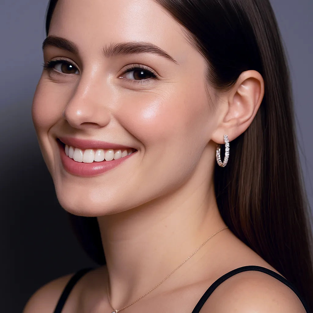 Hoop Earrings at IGNITE GEMS lab grown natural diamond ruby sapphire emerald pearl gemstone gold silver model