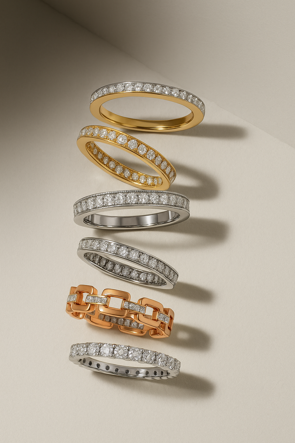 Wedding Anniversary Eternity Stackable Rings at IGNITE GEMS Lab Grown Diamond Ruby Sapphire Emerald Pearl Gemstone Gold Silver