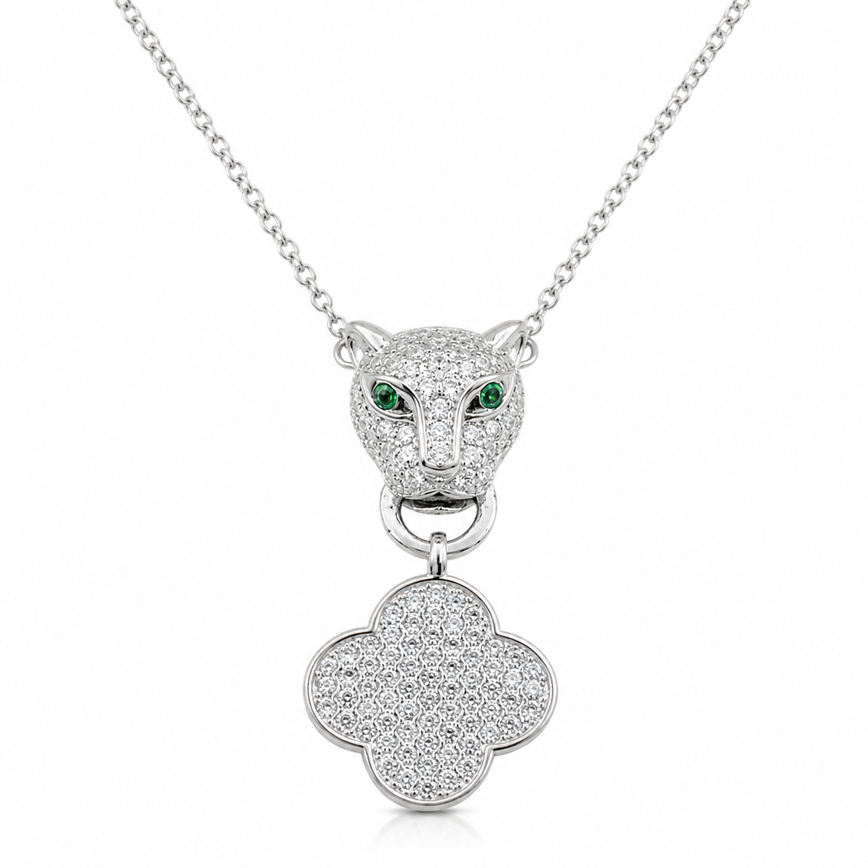 cartier_panther_clover_alhambra_drop_charm_cz_diamond_chain_necklace_925_sterling_silver_ignite_gems_U_NK_3