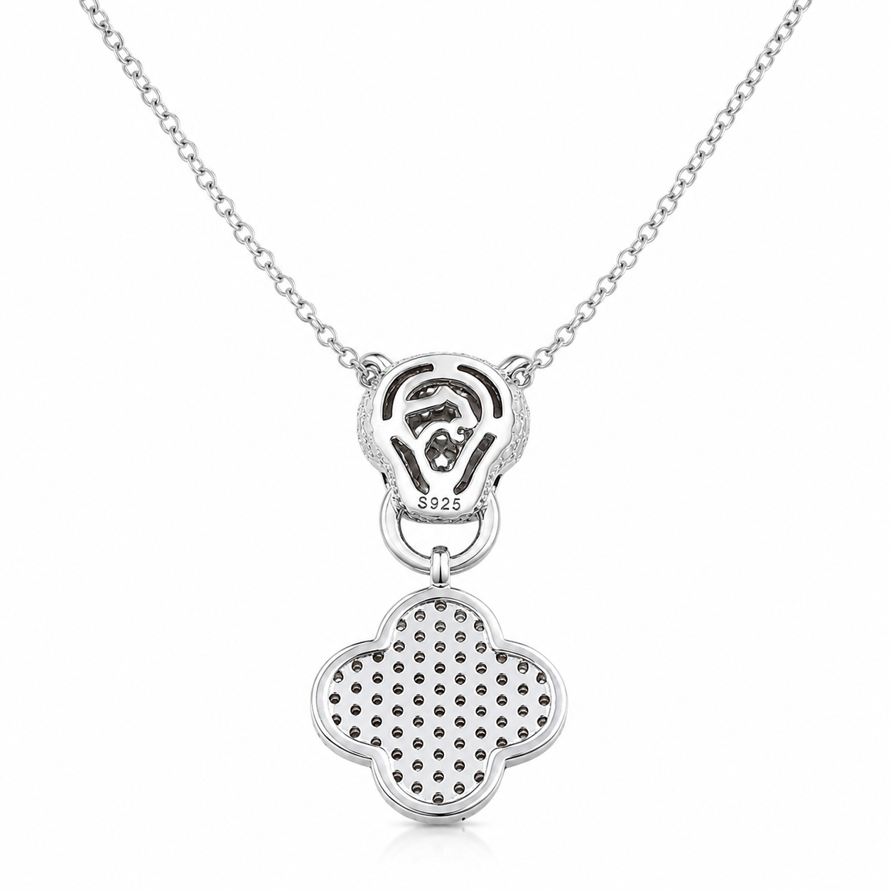 cartier_panther_clover_alhambra_drop_charm_cz_diamond_chain_necklace_925_sterling_silver_ignite_gems_U_NK_3_b