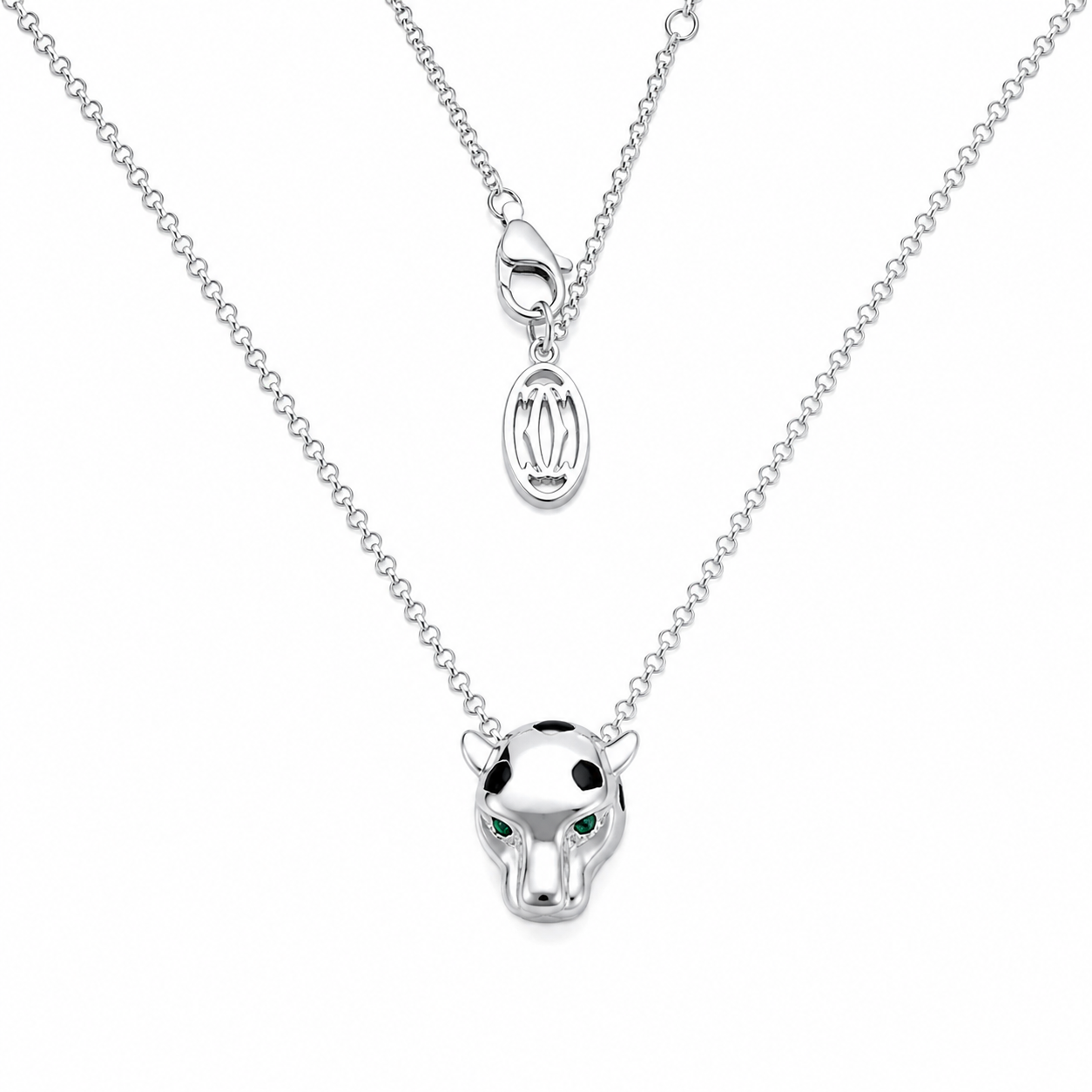designer_mini_panther_animal_nature_inspired_green_cz_diamond_black_enameled_cable_chain_unisex_necklace_925_sterling_silver_IGNITE_GEMS_D_NK_2