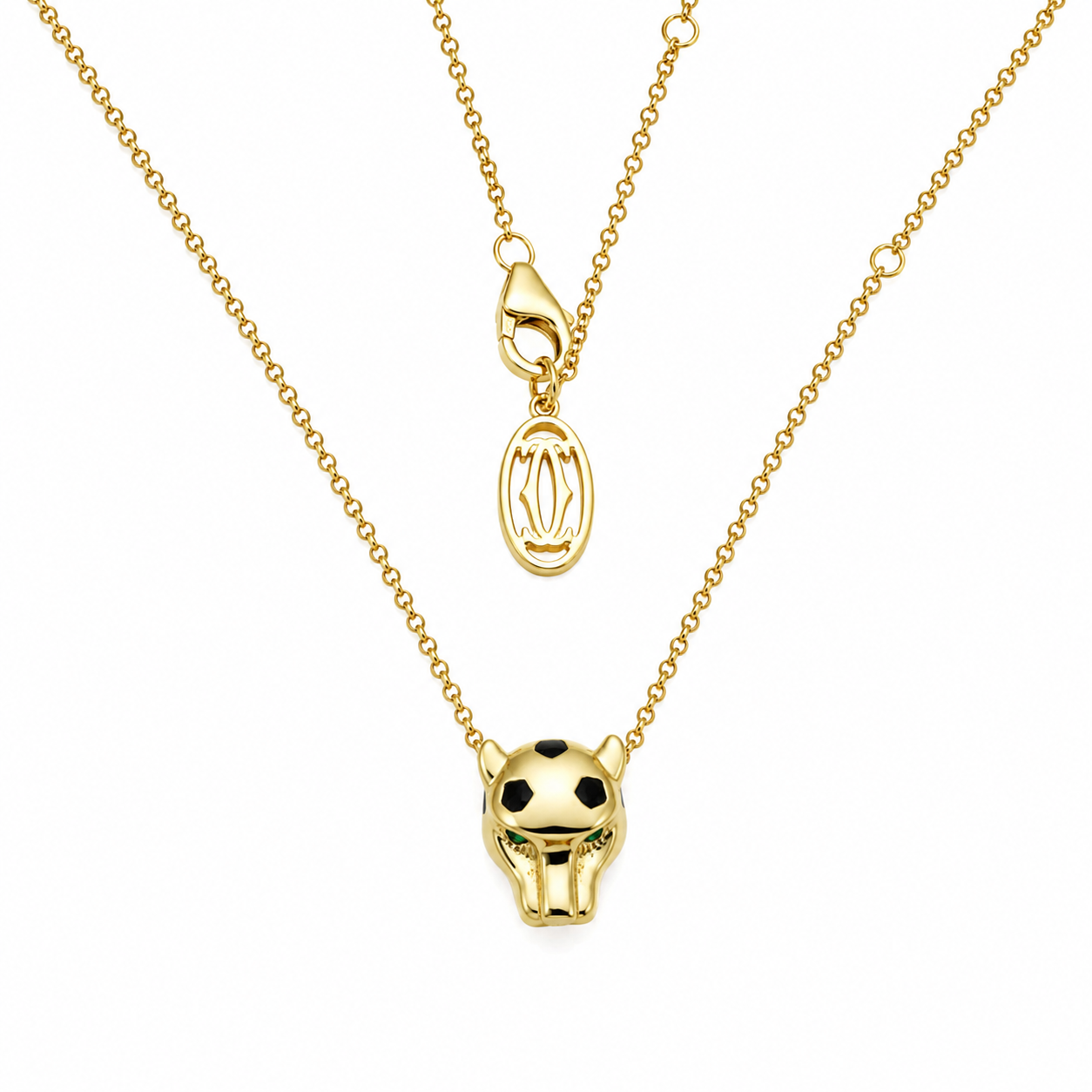 designer_mini_panther_head_animal_nature_inspired_green_cz_diamond_black_enameled_cable_chain_unisex_necklace_yellow_gold_plated_925_sterling_silver_IGNITE_GEMS_D_NK_3_a