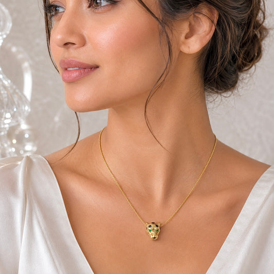 designer_mini_panther_head_animal_nature_inspired_green_cz_diamond_black_enameled_cable_chain_unisex_necklace_yellow_gold_plated_925_sterling_silver_IGNITE_GEMS_D_NK_3_model_d