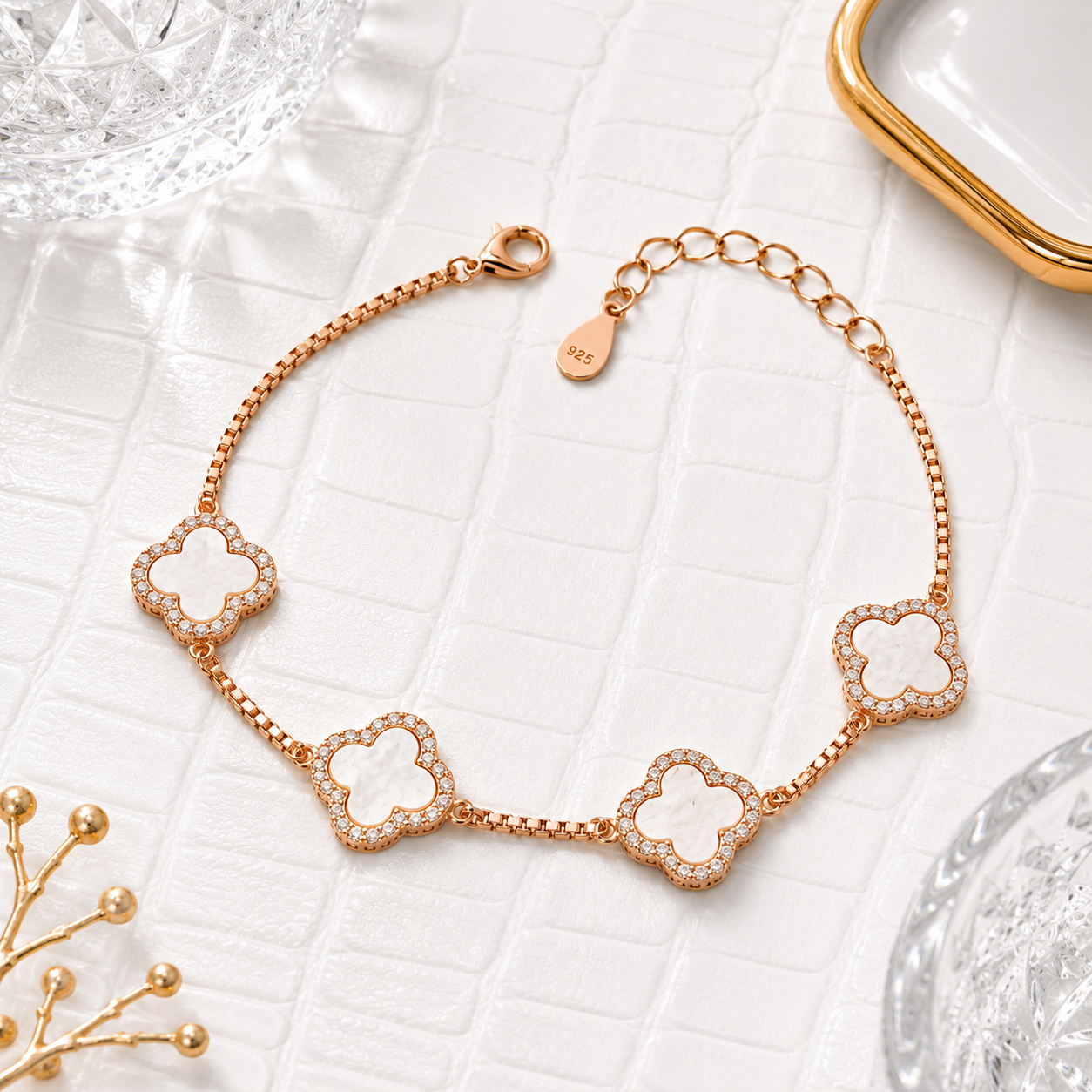 four_mother_of_pearl_clover_alhambra_cz_diamond_halo_tennis_chain_bracelet_jewelry_women_rose_gold_plated_925_sterling_silver_IGNITE_GEMS_BR_58_e