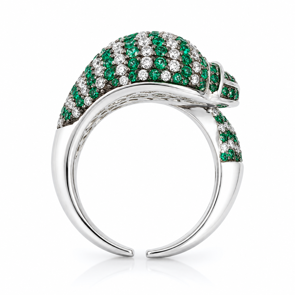 green_eagle_parrot_face_wrapped_wing_black_eye_bird_cz_diamond_ring_jewelry_925_sterling_silver_IGNITE_GEMS_DRG4_c3
