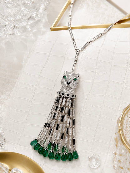 high_end_designer_panther_head_multi_danglers_green_stone_drop_long_wear_large_black_and_white_cz_diamond_necklace_women_925_sterling_silver_IGNITE_GEMS_DNK_8_e