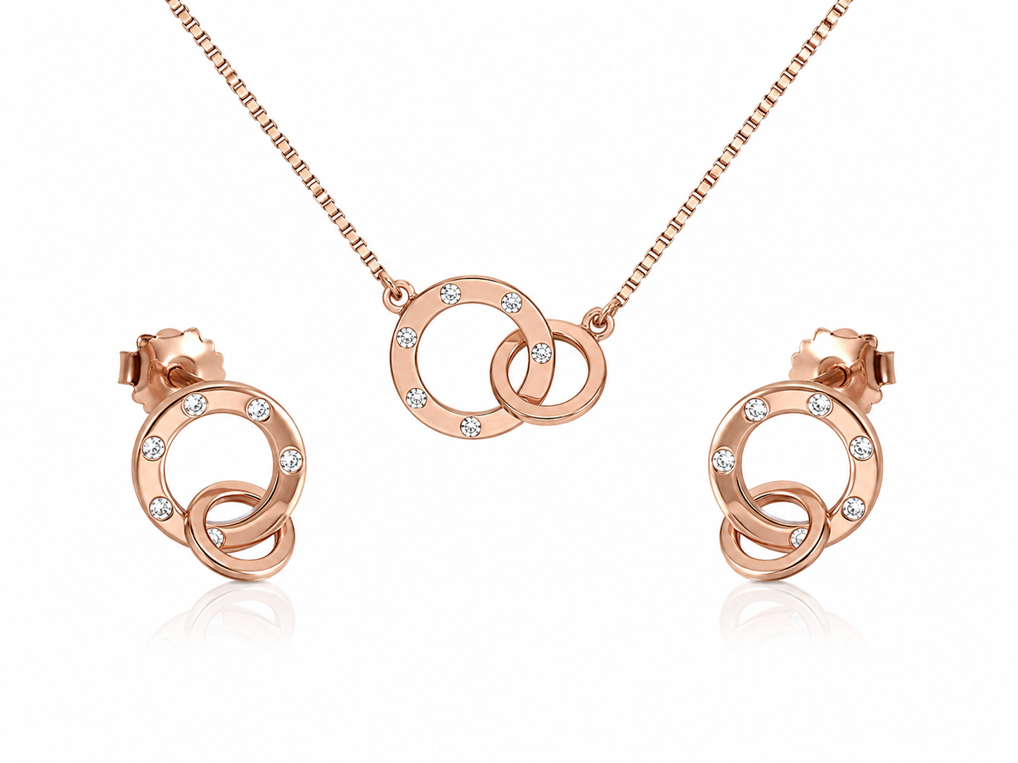 interlinked_locked_dual_open_circle_geometric_cz_diamond_chain_matching_pendant_necklace_earrings_jewelry_set_rose_gold_plated_925_sterling_silver_PS_5_IGNITE_GEMS_India