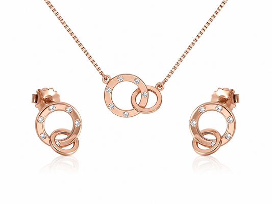 interlinked_locked_dual_open_circle_geometric_cz_diamond_chain_matching_pendant_necklace_earrings_jewelry_set_rose_gold_plated_925_sterling_silver_PS_5_IGNITE_GEMS_India
