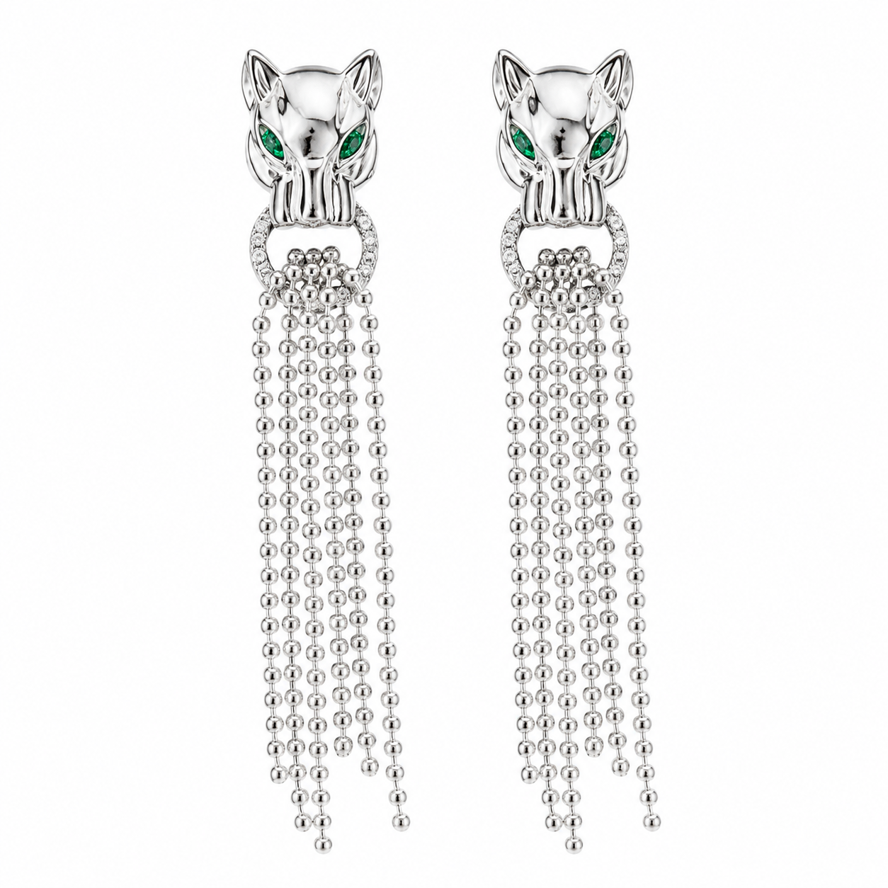 nature_inspired_animal_panther_green_cz_diamond_multi_row_six_round_beaded_chain_drops_hanging_in_open_circle_in_tiger_mouth_925_sterling_silver_IGNITE_GEMS_D_ER_1