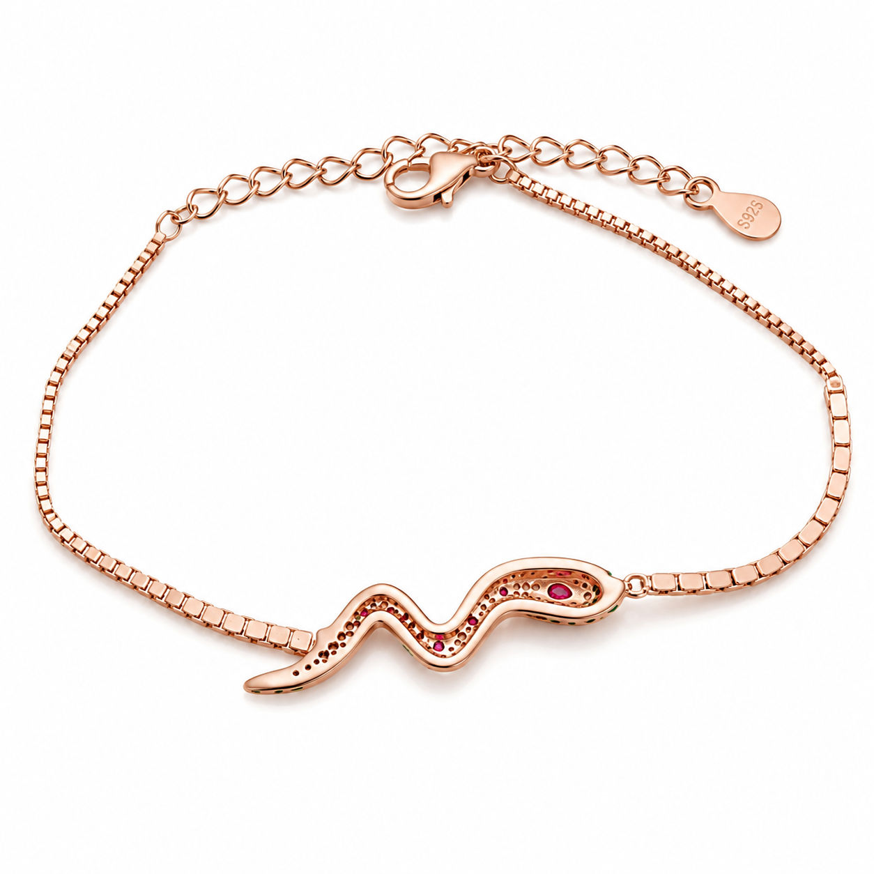 nature_inspired_snake_animal_red_cz_diamond_tennis_chain_bracelet_jewelry_rose_gold_plated_tone_925_sterling_silver_U_BR_79_IGNITE_GEMS_India_b