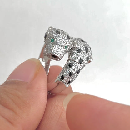 panther_double_head_face_bypass_black_and_white_cz_diamond_animal_designer_ring_925_sterling_silver_IGNITE_GEMS_D_RG_1_d1