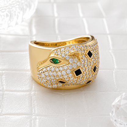 panther_side_face_green_cz_eyes_black_and_white_animal_designer_ring_gold_plated_925_sterling_silver_jewelry_IGNITE_GEMS_D_RG_5_e