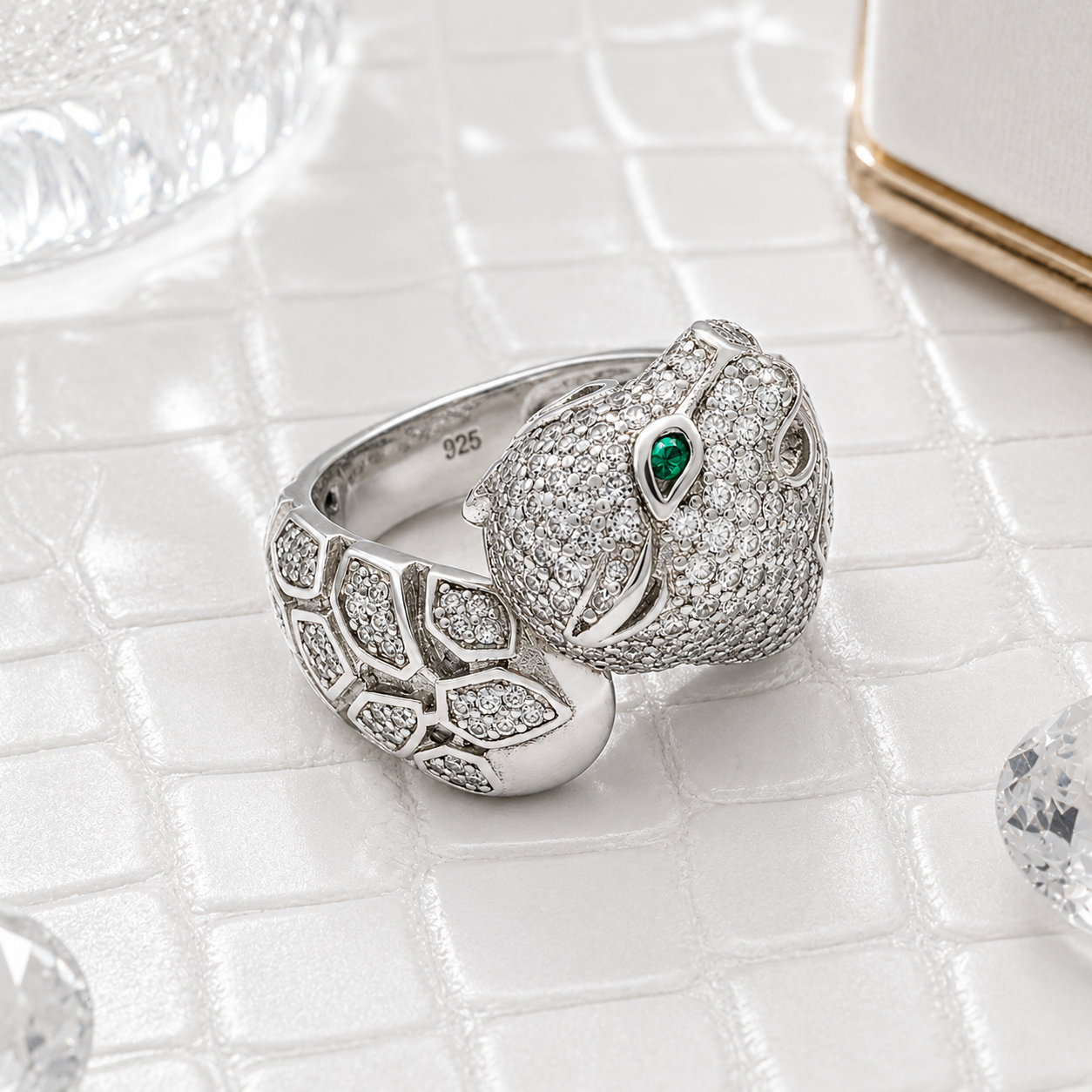 panther_twisted_head_green_cz_eyes_and_white_zircon_animal_designer_ring_rhodium_plated_925_sterling_silver_jewelry_IGNITE_GEMS_D_RG_6_e2